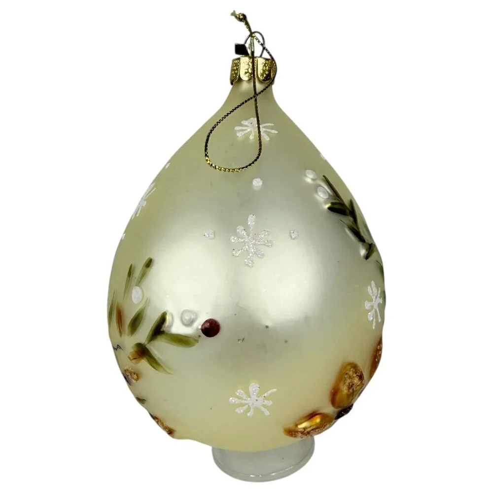Handblown Christmas Tree Ornament St Nick Santa Claus Ornament Glitter‎ Accents